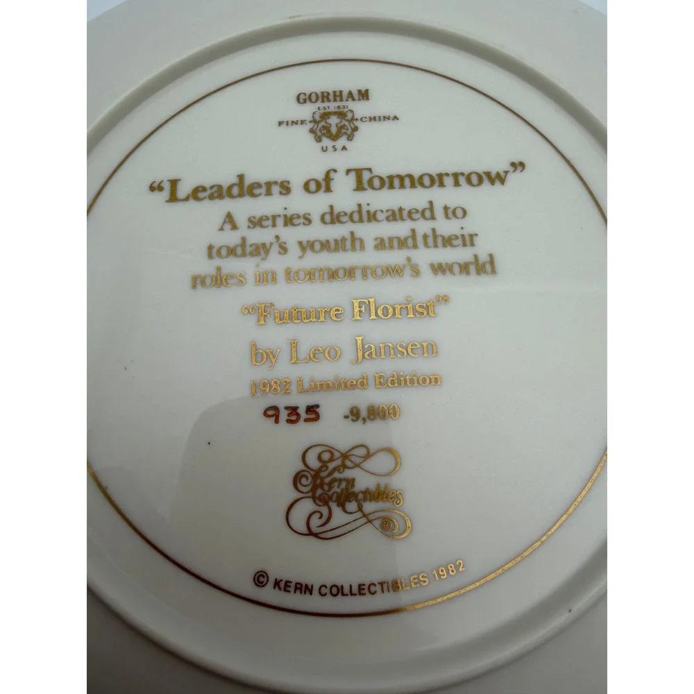 Gorham Leo Jansen Future Florist Collector Plate Leaders of Tomorrow 1982 T054